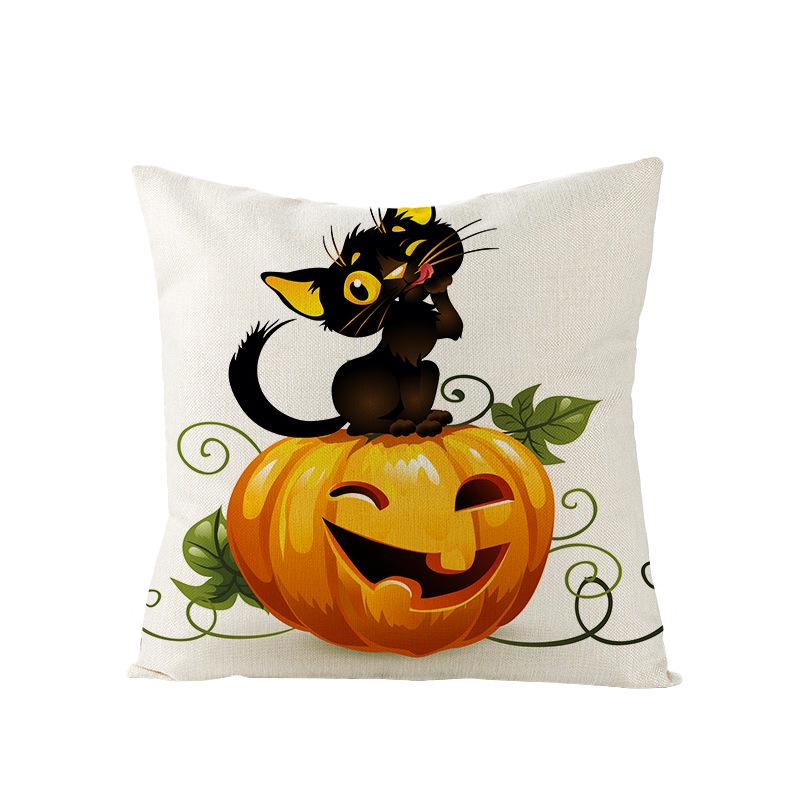 Halloween Pillowcase New Pumpkin Black Cat Series Sofa Cushion Waist Pillowcase Home