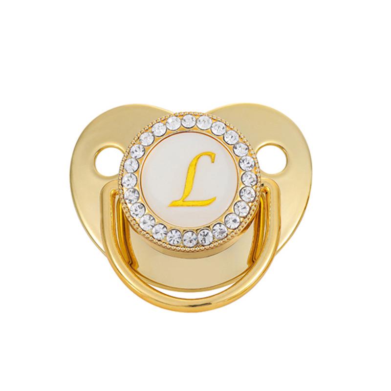 Goldenes Alphabet Schnuller Beißring - Baby Beruhigungsspielzeug
