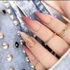 Long Stiletto Press-On Nails With Gold Foil Gradient Design 24pcs Box Set Gel Adhesive Jelly Glue Options