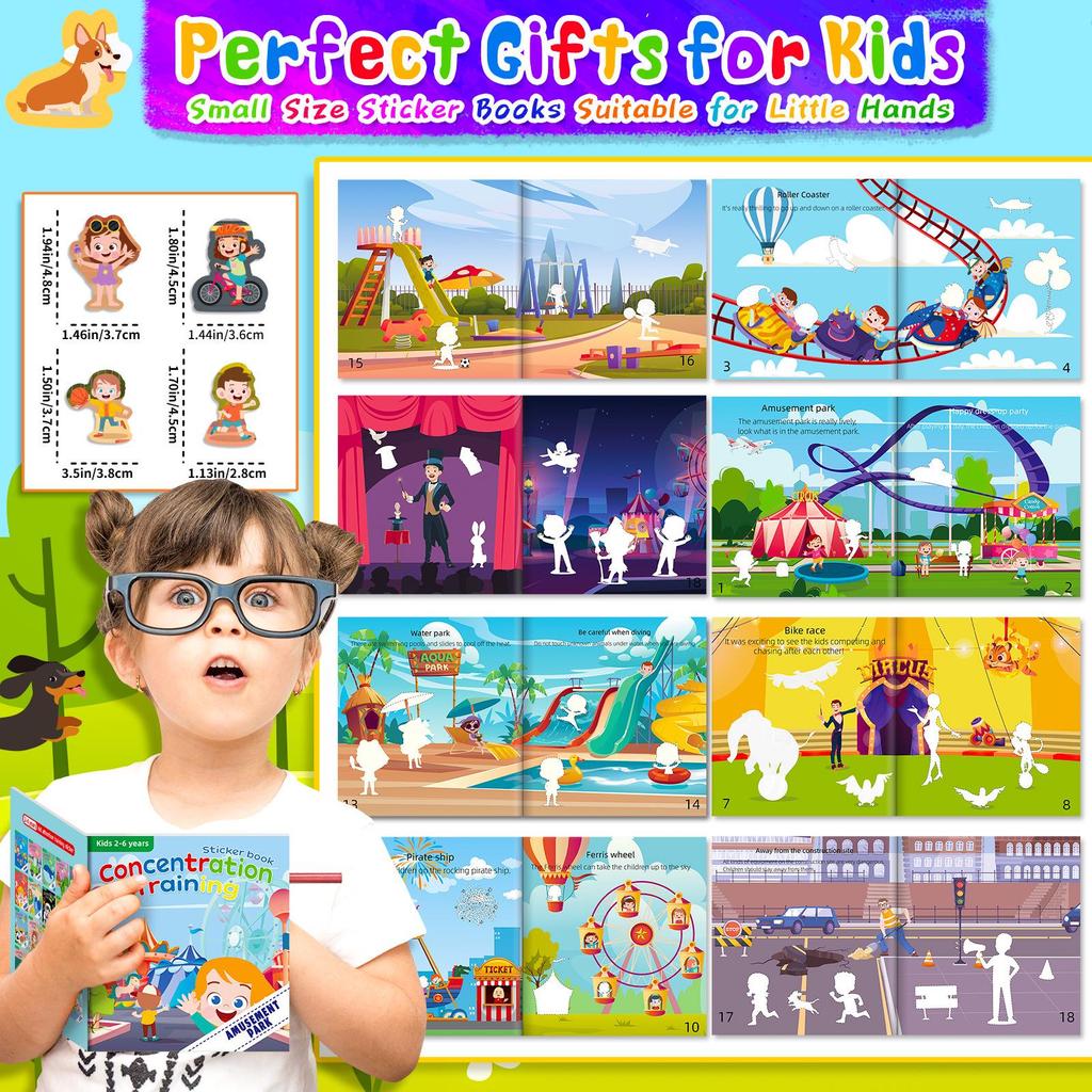 Cross-Border Happy Amusement Park Sticker Book for Children's Early Education and Quiet Play