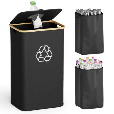 26 Gallon 100L Kitchen Storage Bucket With Lid, Removable Reusable Inner Bag - Great For Bottles, Cans, Glass And Plastic Waste