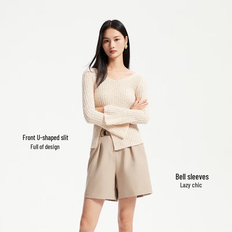 VEROMODA Women's Slim Fit Flared Sleeve Knit Top