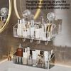1PC Suction Cup Non-punching Rack Toilet Bathroom Wall-mounted with Hook Storage Rack Toiletries Storage Box