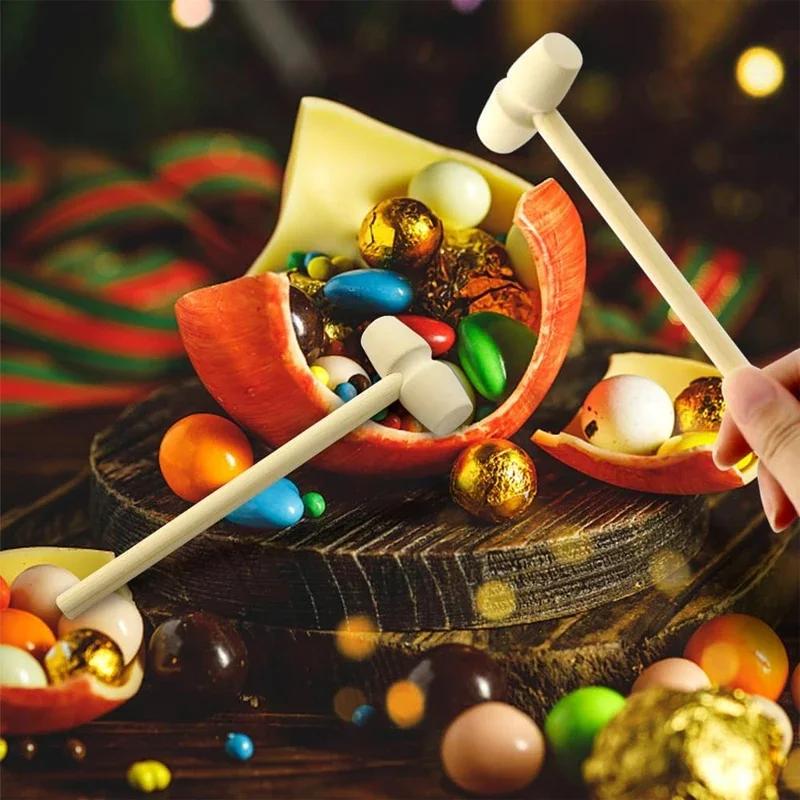 10pcs/lot Mini Wooden Hammers for Chocolate Small Wooden Mallets for Breakable Chocolate Heart, Crafts and Party Game Props