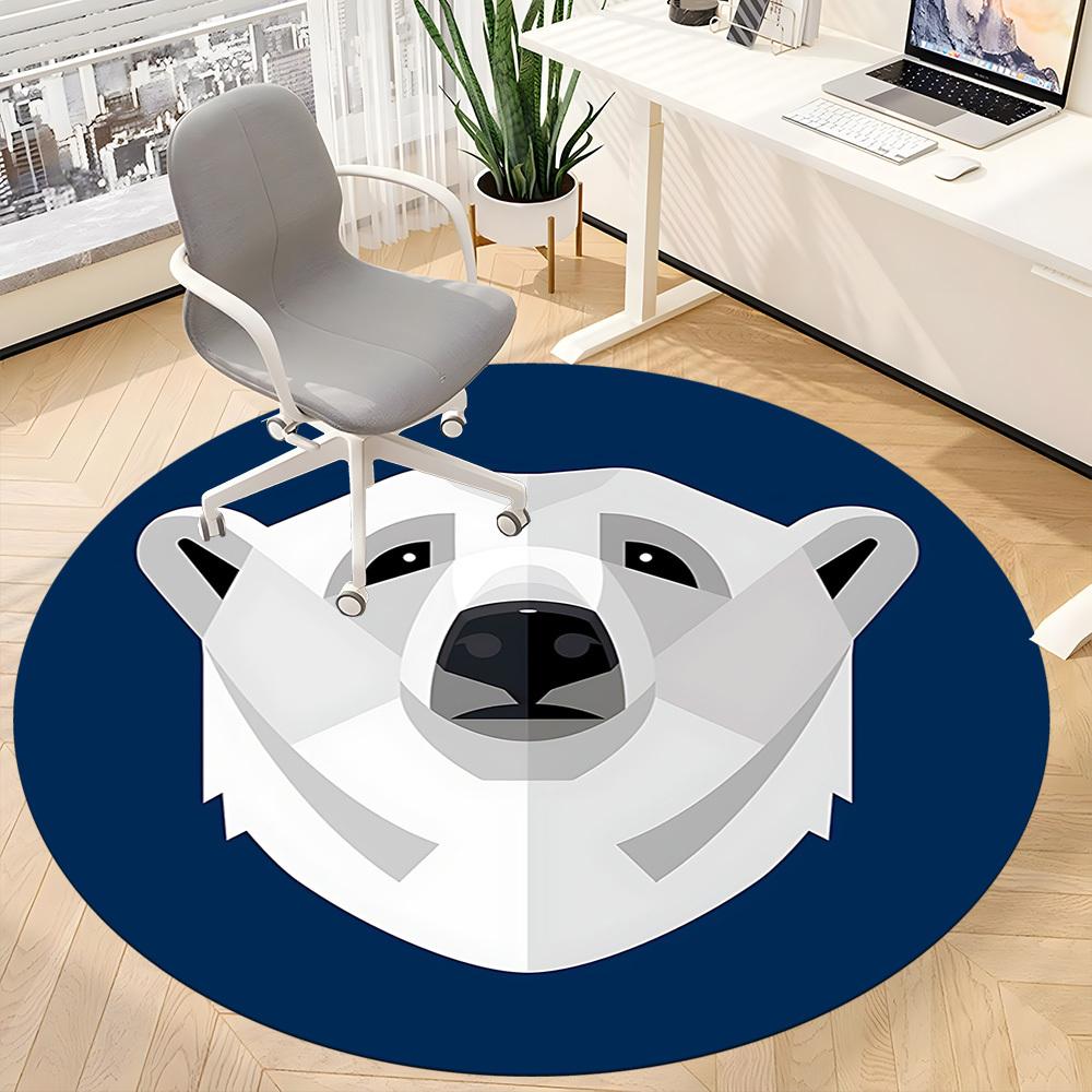 1pc Polar Bear Logo Office Round Area Rug, Under Office Chairs Bedroom Living Room Home Decor, Room Deco