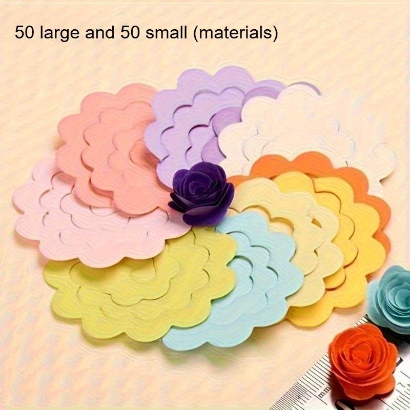 100pcs (Large Size 50pcs Small Size 50pcs) Rose Paper Stickers Mixed Color Origami DIY Craft Paper Wrapping Paper Tissue Paper