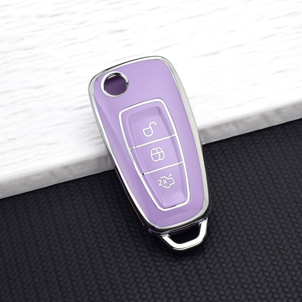 Soft Folding Car Key Case for Ford Focus Ranger Mondeo S-Max C-Max Galaxy Transit Tourneo Custom Auto Key Protector Keychain