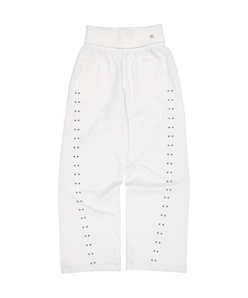 SETUP-EXE Folded Waist Stud Pants / White