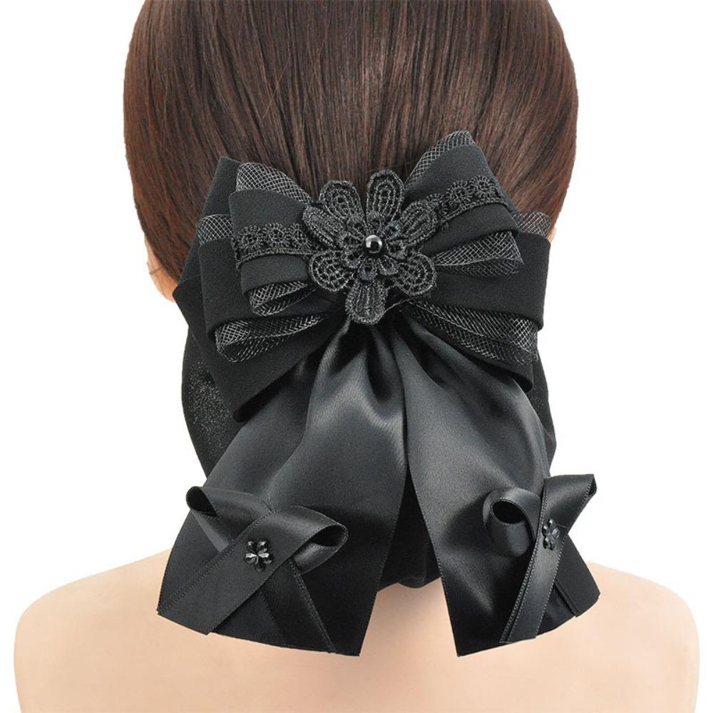 Elegant Ribbon Bowknot Hair Cover Classic Lace Work Hairnet  For Women Girl Hair Accessories