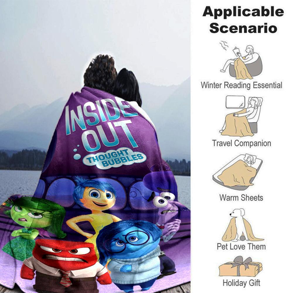 Inside Out Emotions Adventure Flannel Blanket Super Soft Warm Cozy Blanket For Sofa Bed Office Travel Allseason Home Decor Gift