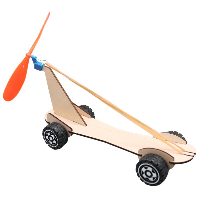 DIY Rubber Band Wind-Powered Car Kit: Educational Science Experiment Model