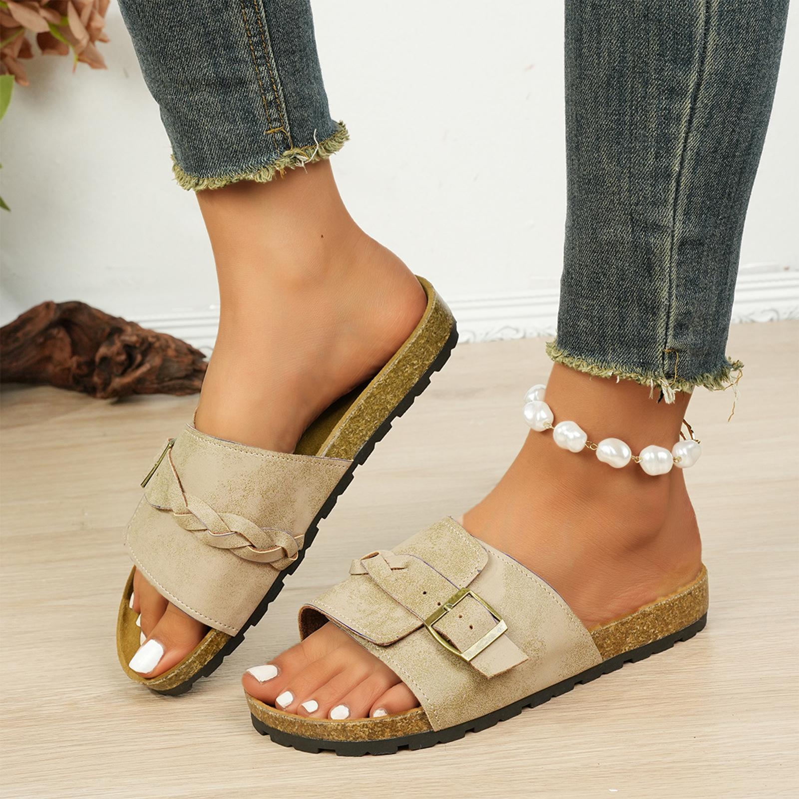 

Summer women s flat woven buckle Haken sandals 43