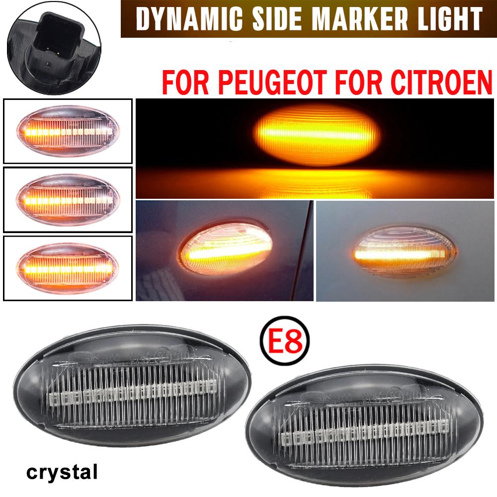 2PCS Dynamic Side Marker Flowing Turn Signal Light LED Sequential Blinker for Peugeot 307 206 207 407 107 for Citroen C1 C2 C3