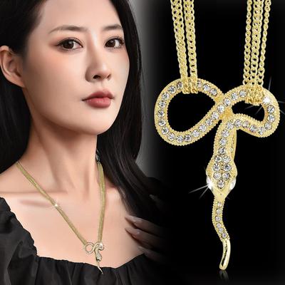 Multi-Layer Rhinestone Snake Necklace for Women Jewelry Accessories