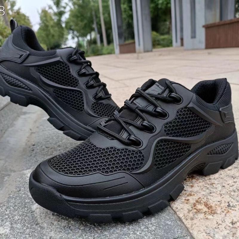 

Automatic buckle running training sneakers outdoor breathable training shoes wear-resistant mountaineering non-slip commuting one pedal 46