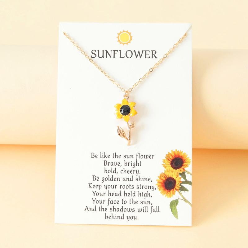 Sunflower Pendant Necklace for Women Delicate Daisy Flower Necklace Temperament Clavicle Chain Fashion Drop Oil Jewelry