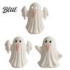 Gift for Halloween Party Light Up Ceramic Ghost Figurines Decor Cute White Statue Decorative Sculpture with Pink Tongue LED Night Home Table Office