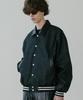 Vastic Leather Collar Denim Varsity Jacket_Black