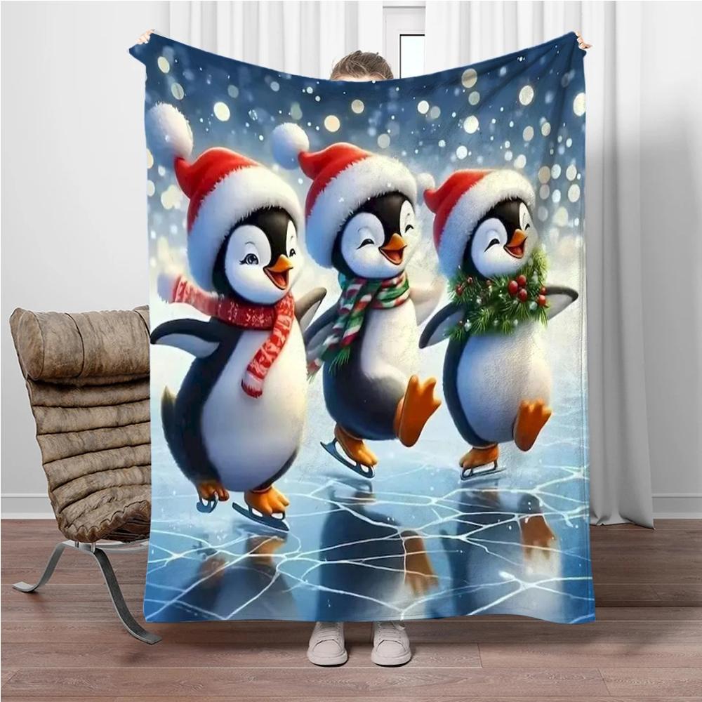 Animals Bear Penguin Flannel Blanket Fluffy Children Adults Sofa Plush Bedspread Throw Lunch Blanket for Sofa Bed Camping Gift