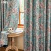 1PC LOZUJOJU American Countryside Style Peony Printed Blue Curtains with Full Blackout Curtains for Bedroom Living Room Balcony Window for Home Decor