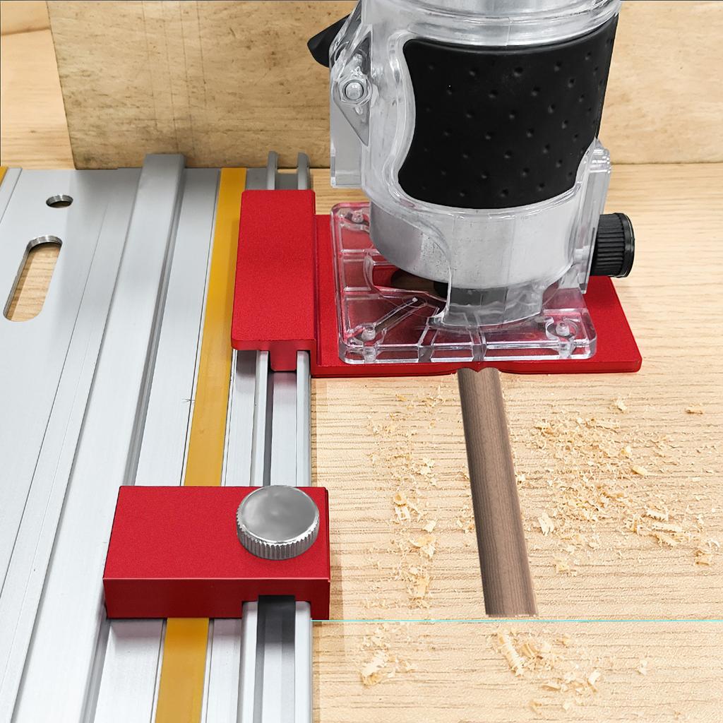 Woodworking Heavy Duty Aluminum Router Guide Rail Connector Set or 2PCS Adjustable Rail Stops for Track Saw Guide Rails