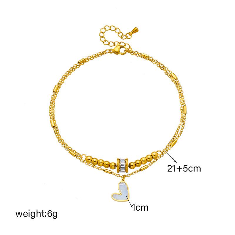 Trendy Creative Multi Layer Love Pendant Charm Chain Anklet Simple Elegant Versatile Premium