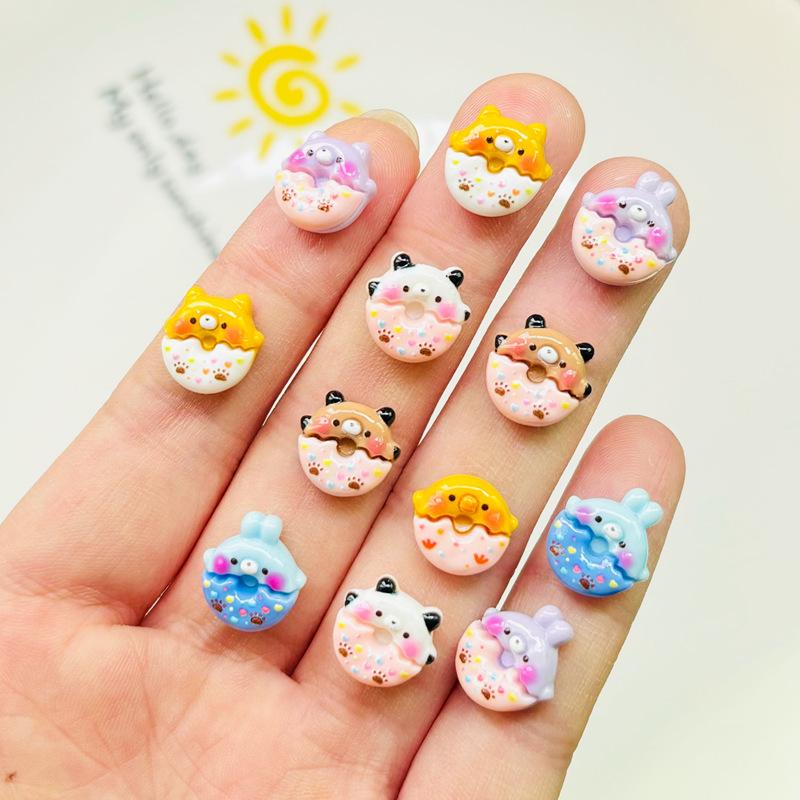 

30 Pcs New Cute Mini Resin Cartoon Little Bear Rabbit Donuts Flatback Ornament Jewelry Making Manicure Hairwear Accessories A78