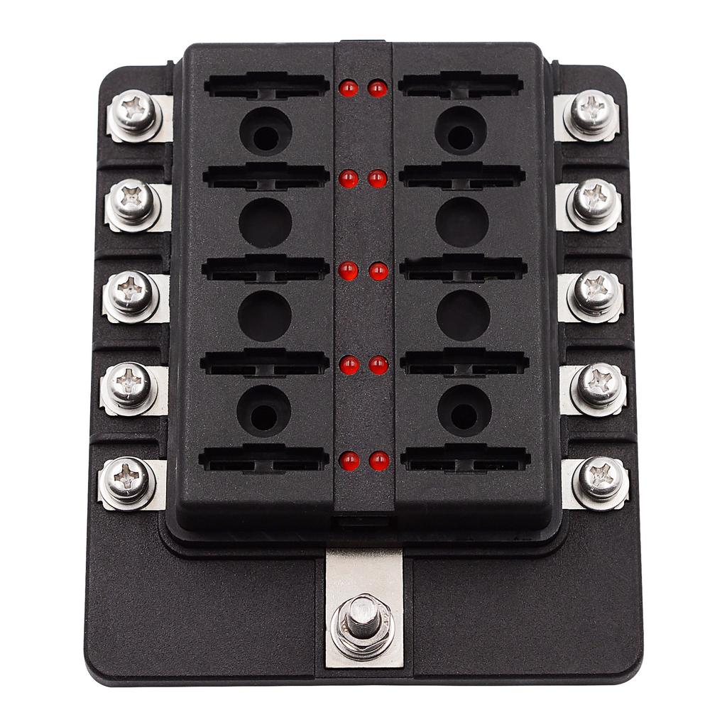Universal 10 Way Fuse Box Block Fuse Holder Box Car Vehicle Circuit Automotive Car Fuse Accessory Tool