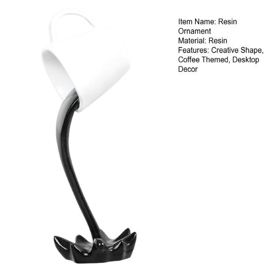 Spilling Coffee Cup Sculpture Resin Floating Coffee Cup Ornament Desktop Decor Pouring