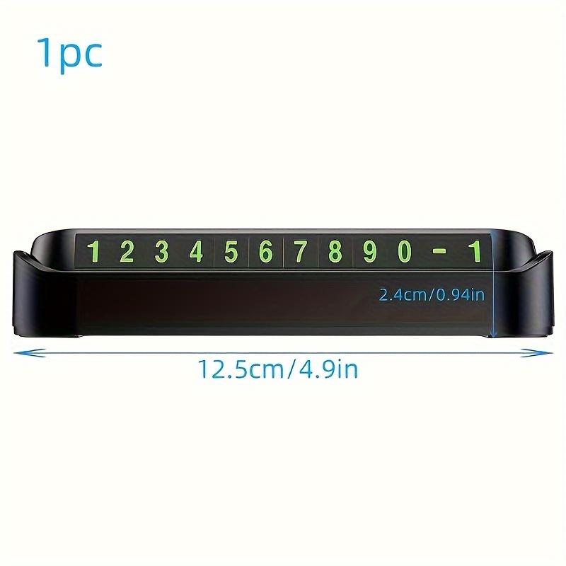 

A Temporary Parking Number Plate with Night Visibility, Featuring A Press-To-Hide Design, and A Car Dashboard Phone Card for Easy Contact