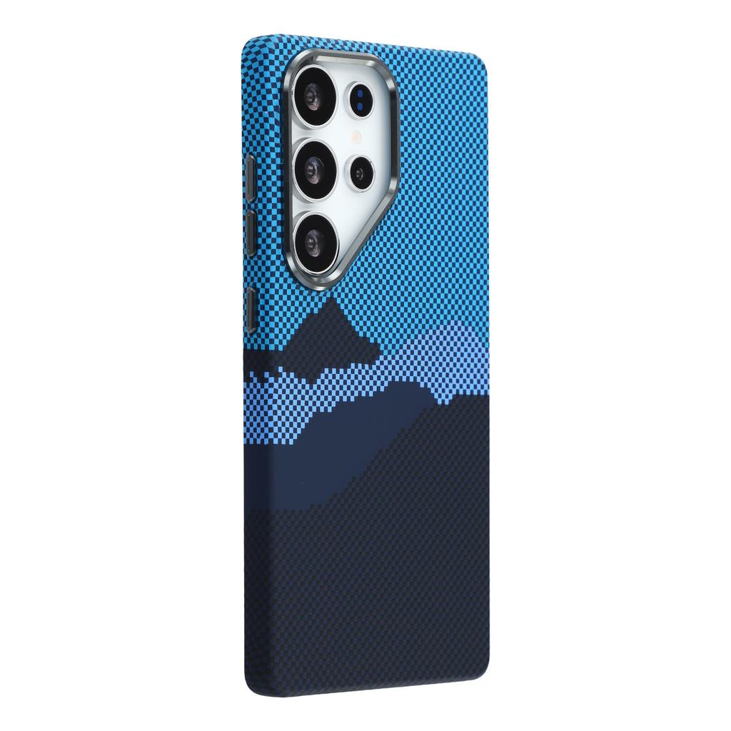 For Samsung Galaxy S25 Ultra Magnetic Case Water Transfer Printing Metal Frame PC Phone Back Cover
