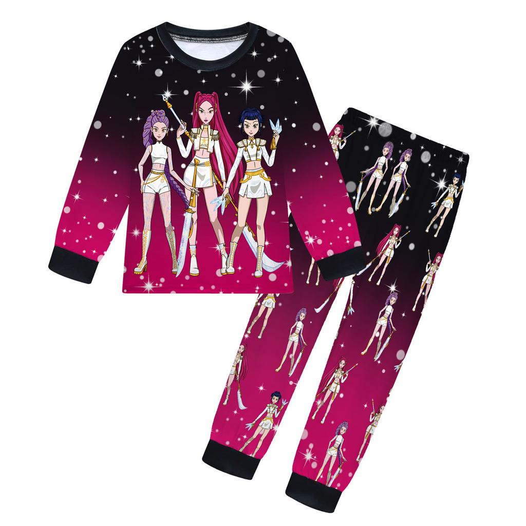 Children's Fashion Suit Skirt Round Neck Long Sleeve Top Pants