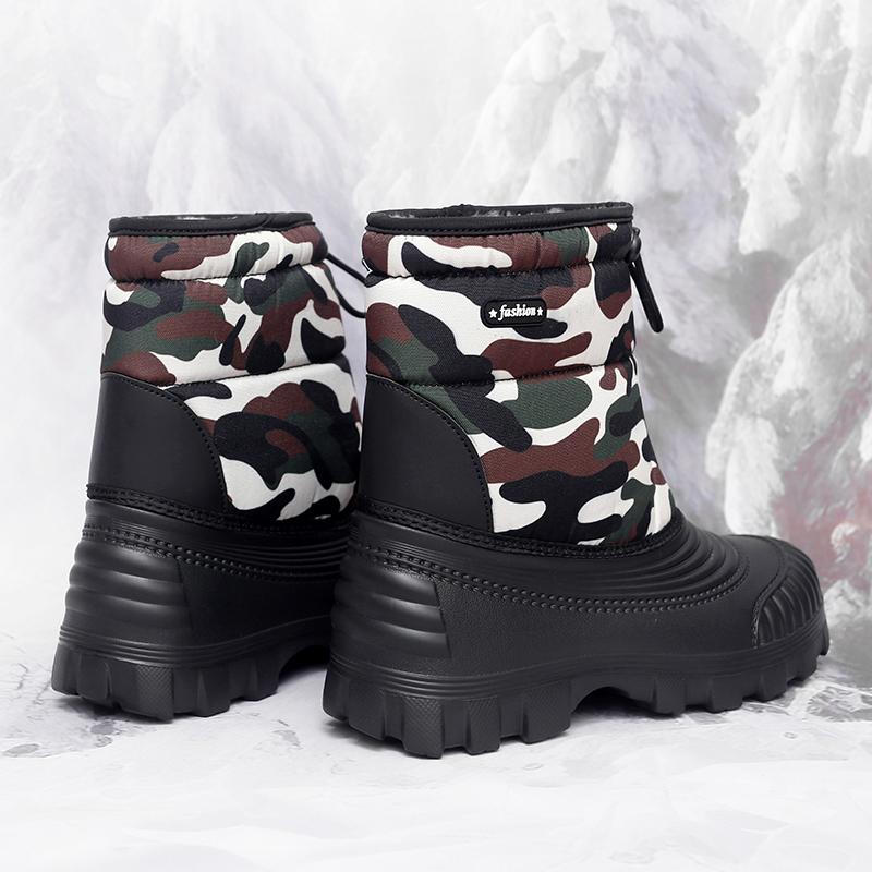 Men's Winter Warm Snow Boots Rubber Hiking Boots Outdoor Mid Calf Camouflage Duck Boots Waterproof  Plus Size