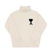 Ami Big Heart Logo Intarsia Turtleneck Knit Uks839