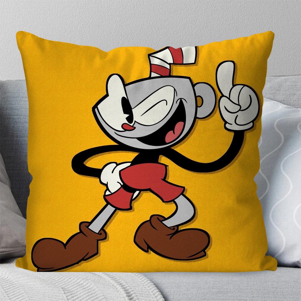 

C-Cuperhead Animated Adventure Game Pillow Case Square Pillow Bedroom Sofa Leisure Comfort Car Living Room Home Decoration 40X40 16x16Inch