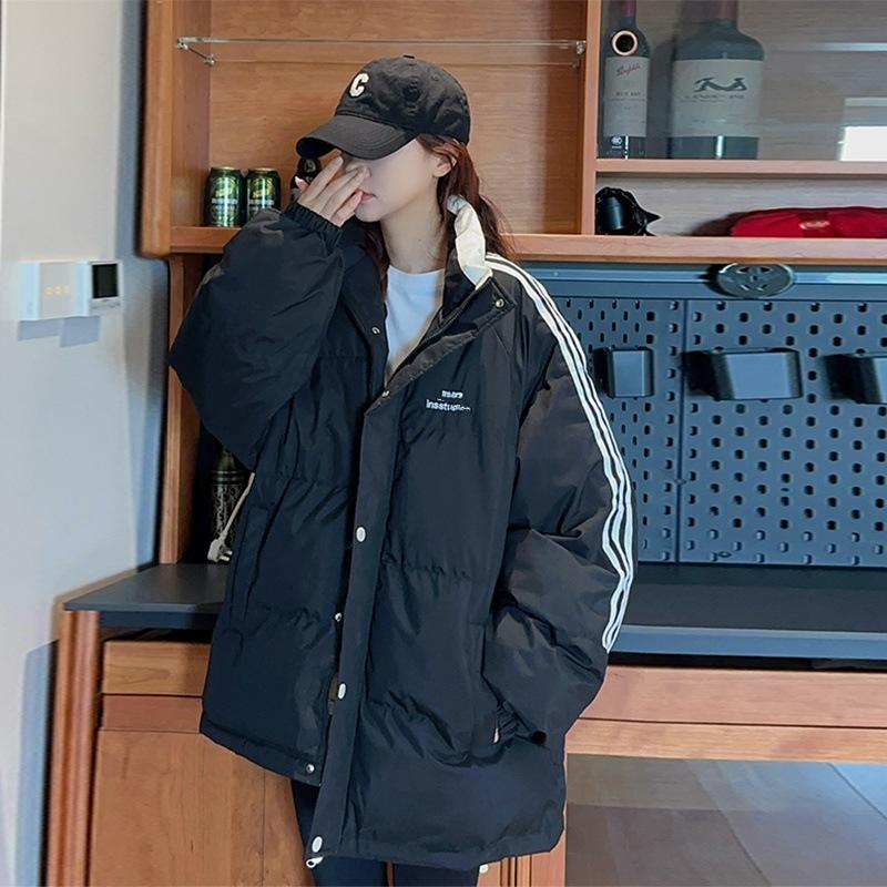 New Down Cotton-padded Jacket Women's Bread Clothing Couple Cotton-padded Jacket Korean Version Loose Winter Padded Jacket.