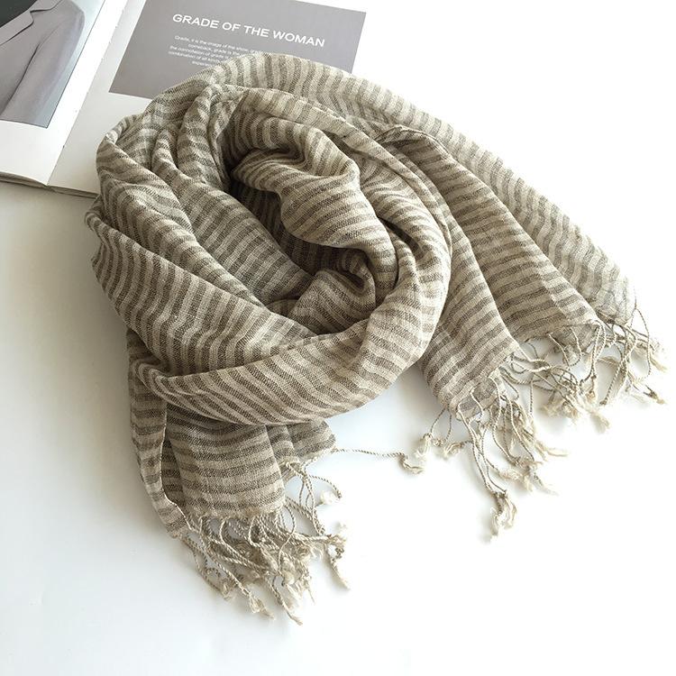 100 Vintage Linen Large Plaid Scarf Rain Dew Linen Generating Color Scarf Wide Length Shade Shawl