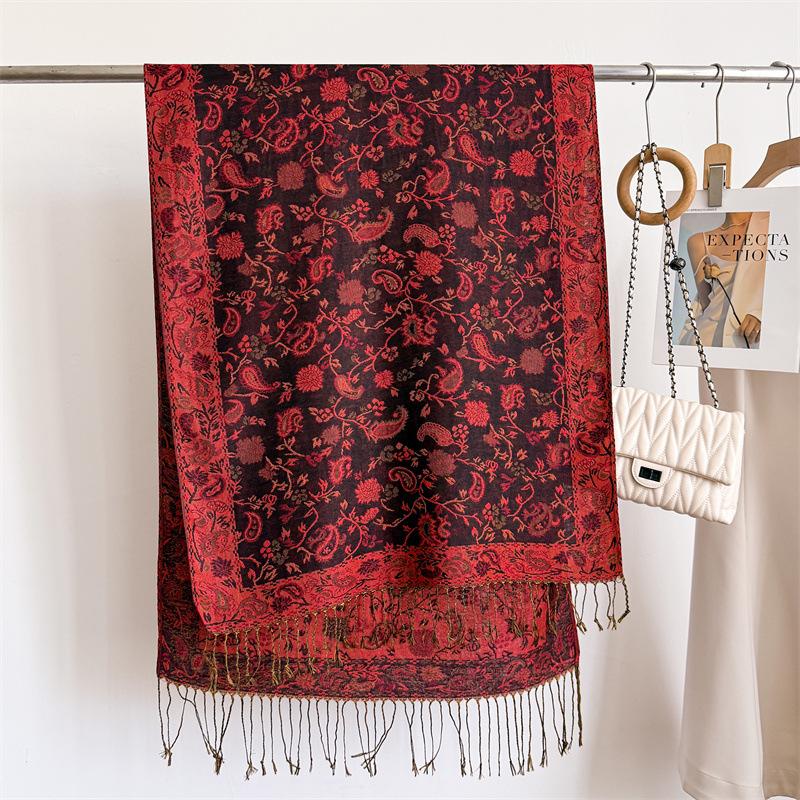 Women Vintage Paisley Print Scarf Cashmere Feel Shawl Tassel Warm Wrap Scarf Large Thick Winter Stole Ladie Outdoor Travel Gift