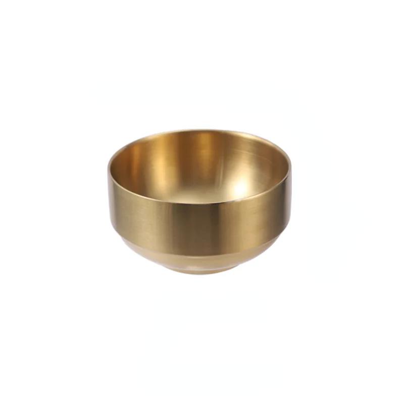 Golden dessert 304 stainless steel bowl, hammer pattern household double insulation children's soup bowl.