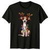 Reindeer Dog Christmas Lights Animal Holiday Unisexs Unisexs Graphic Tee Unisex
