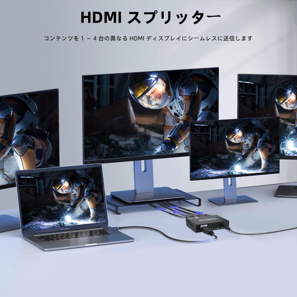 HDMI Splitter 1 Input 4 Outputs Simultaneous Output HDMI Splitter Hub 4 Screens HDMI Expansion Audio Sync 4K X 2K 3D 1080p Multiple Outputs Mirror