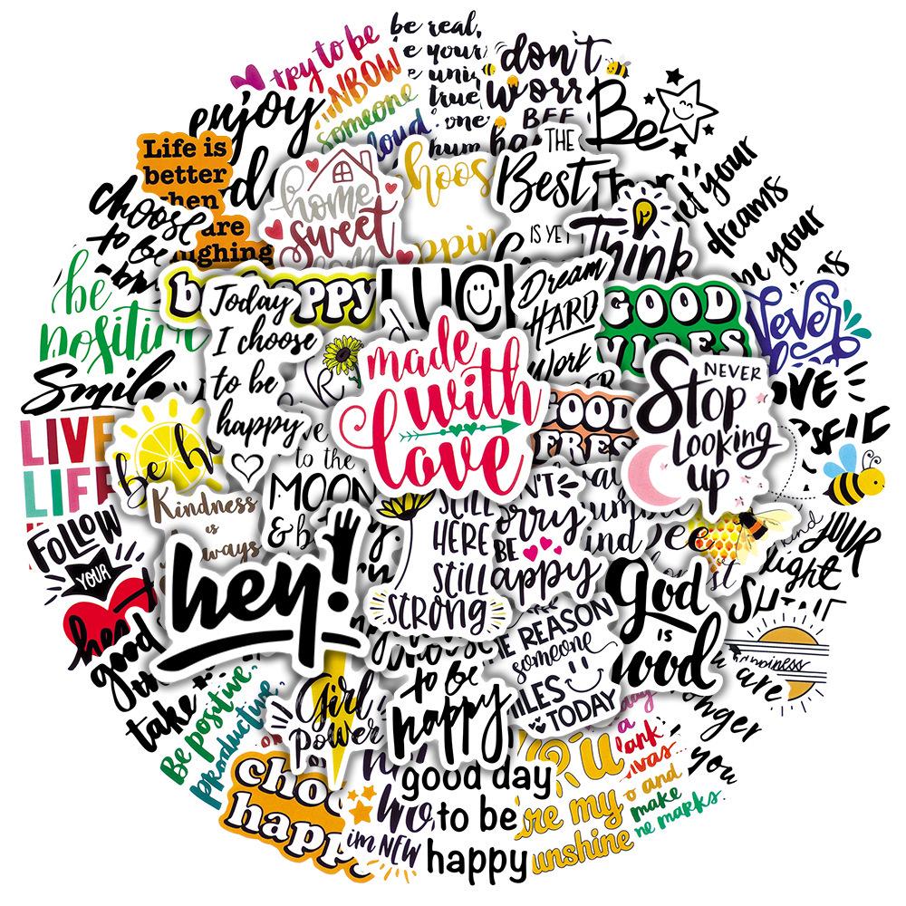 50 Non-Infringing Inspirational Graffiti Stickers: Vibrant Chinese Designs for Suitcases, Guitars, and Notebooks. Waterproof and Durable.
