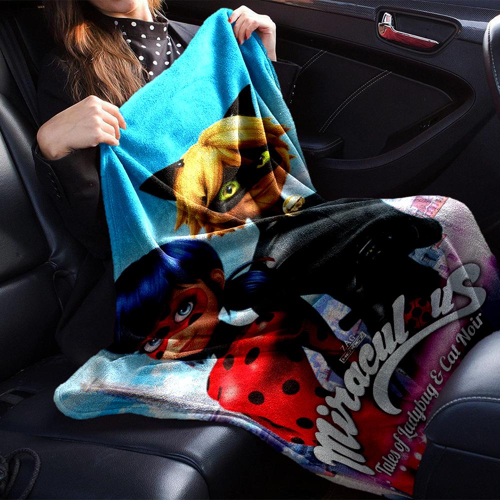 Miraculous Theme Printed Blanket - Perfect for Couch, Bed, Travel & Outdoor Use | Machine Washable, Cozy & Durable.