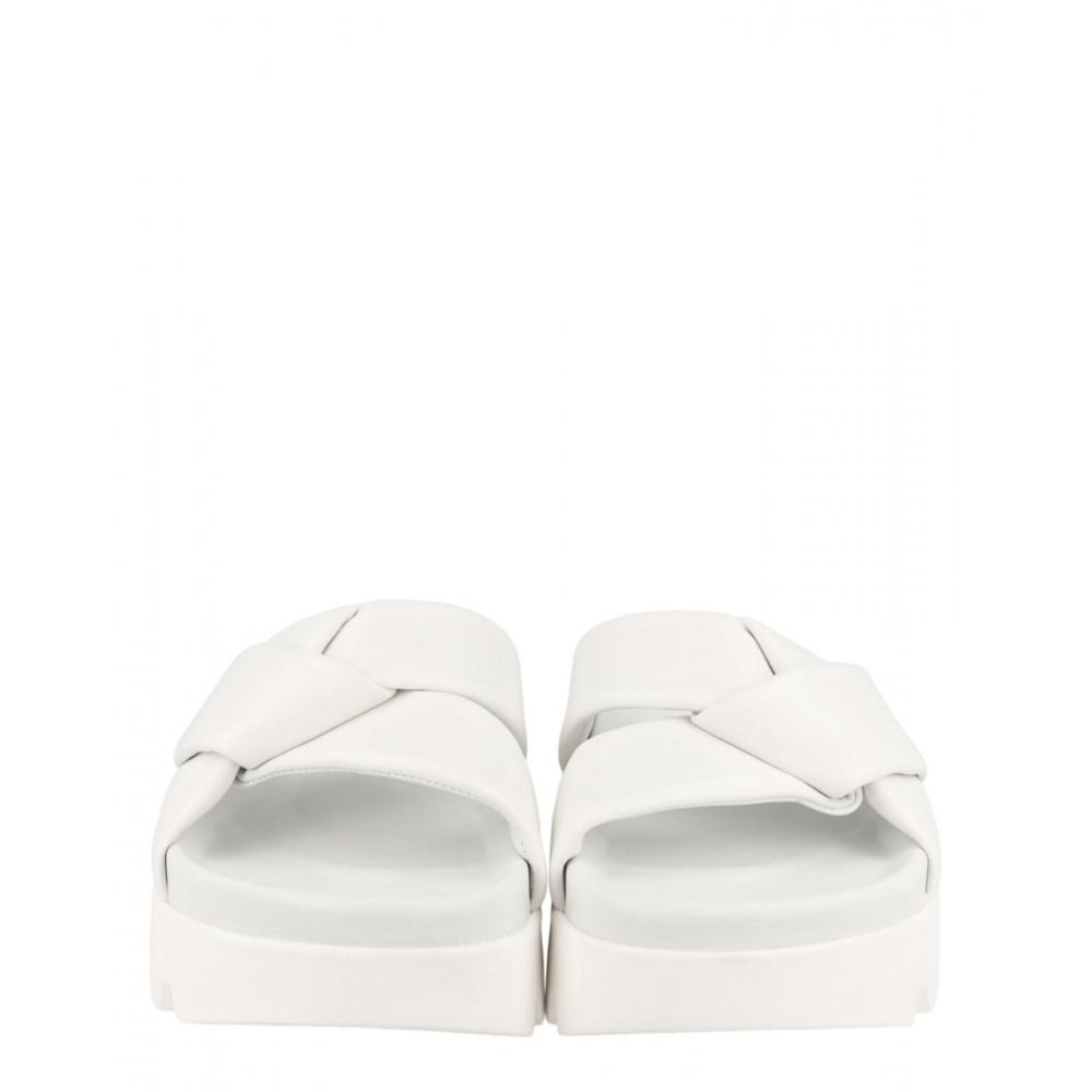 Salvatore Ferragamo Air Lug Leather Slides White