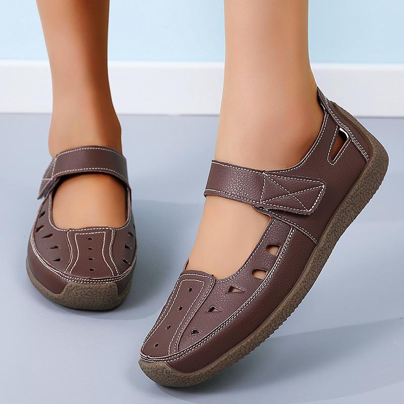 Large Size 3544 Summer Handmade Retro Sandals Soft-soled Mother Shoes Velcro Casual Women's Shoes