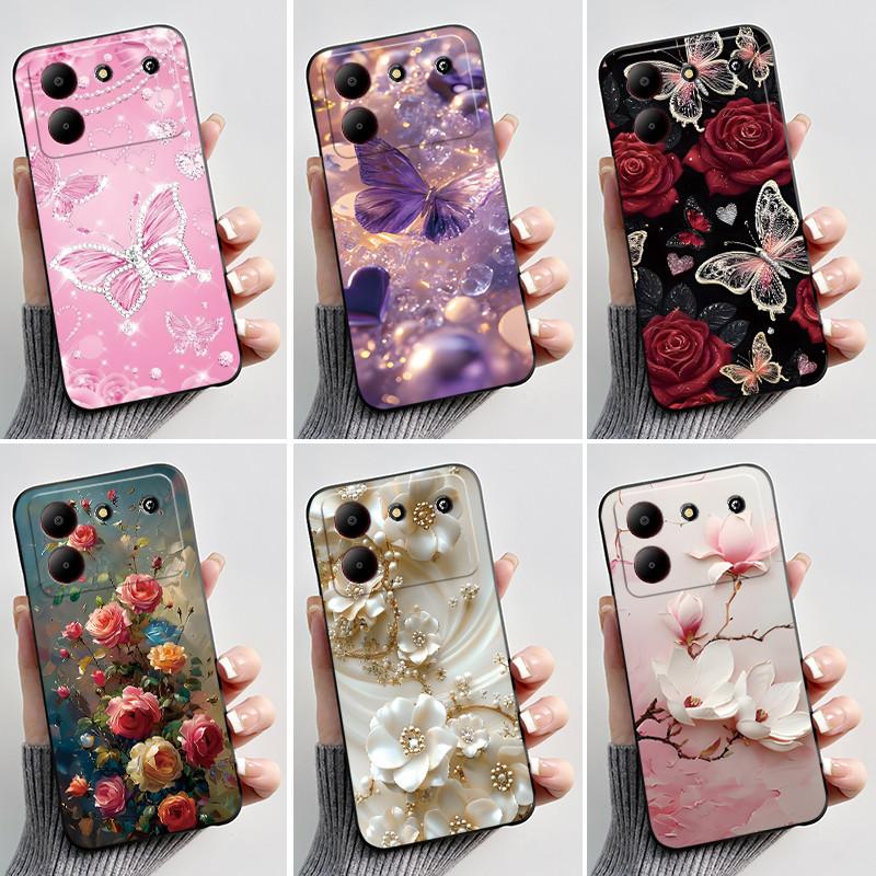 For ZTE Blade A54 Case Protective Soft Silicone Flower TPU Covers for ZTE BladeA54 4G Bumper For Blade A34 A 54 Phone Cases Bag