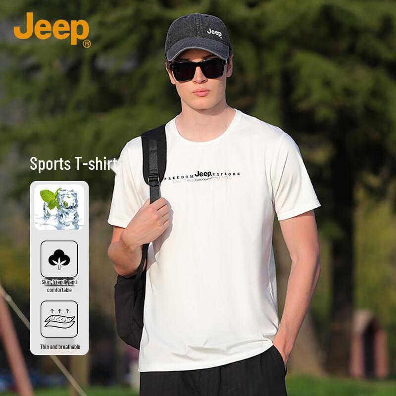 JEEP Men s Elastic Sports Casual Short Sleeve T-Shirt L