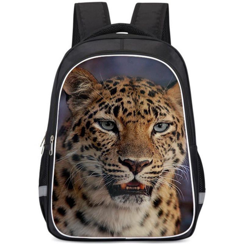 Large Capacity Lightweight Oxford Cloth Backpack For Kids School Leopard Print