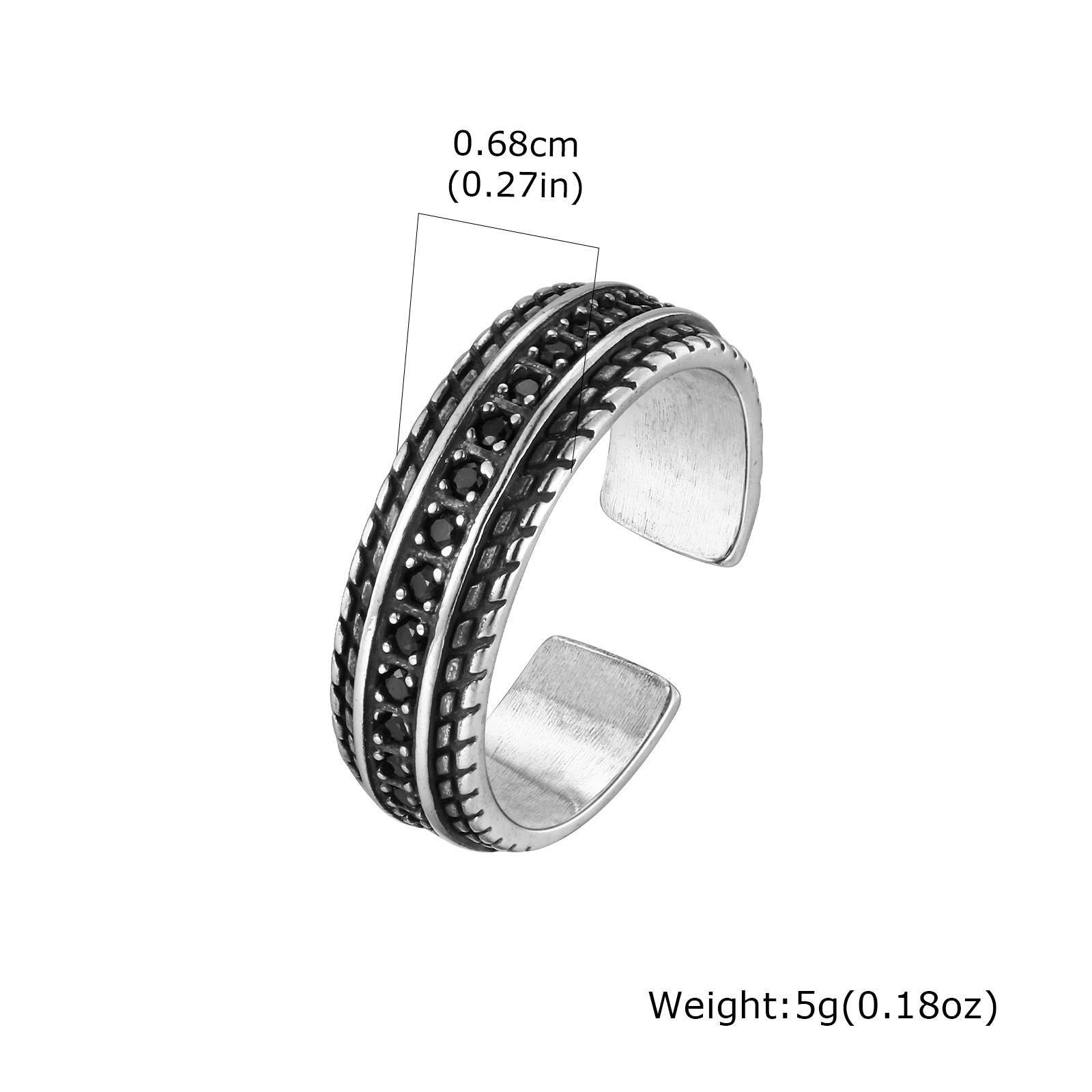 

Wheel Black Zircon Tire Open Ring for Men,Vintage Hip Hop Metal Bend Ring,Adjustable Ring Cuff Ring Gift