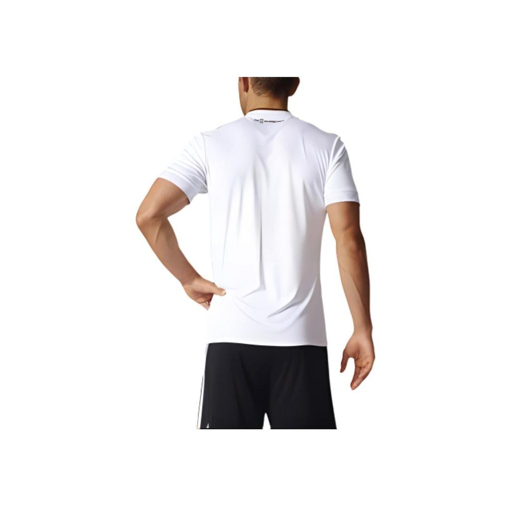 adidas Striped V-Neck T-Shirt With Brand Logo Print Men Tops White B47873